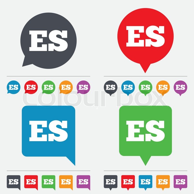 800x800 Spanish Language Sign Icon. Es Translation Symbol. Speech Bubbles
