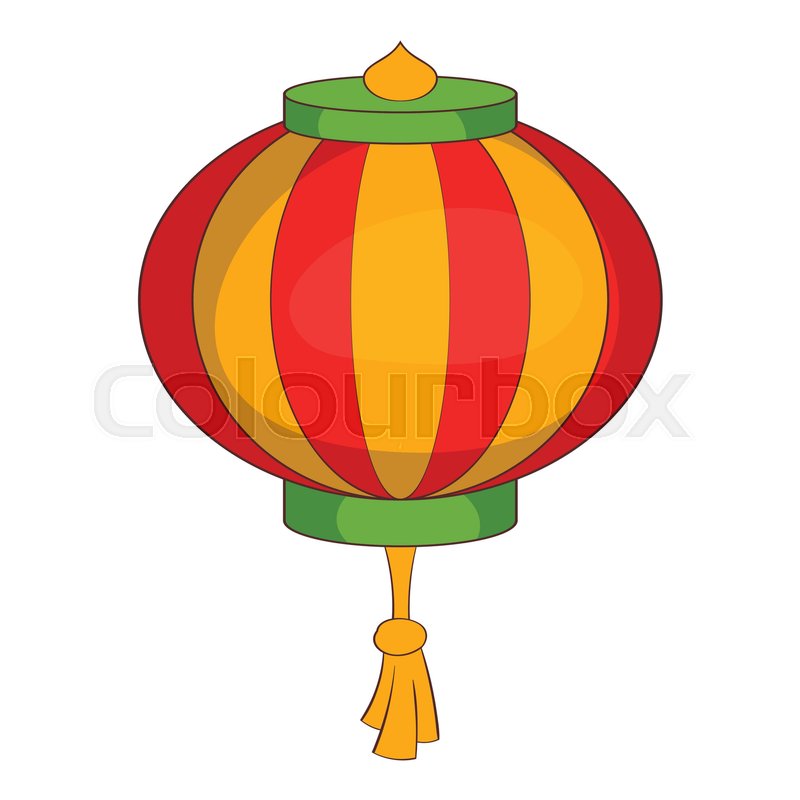 800x800 Red Chinese Lantern Icon. Cartoon Illustration Of Red Chinese