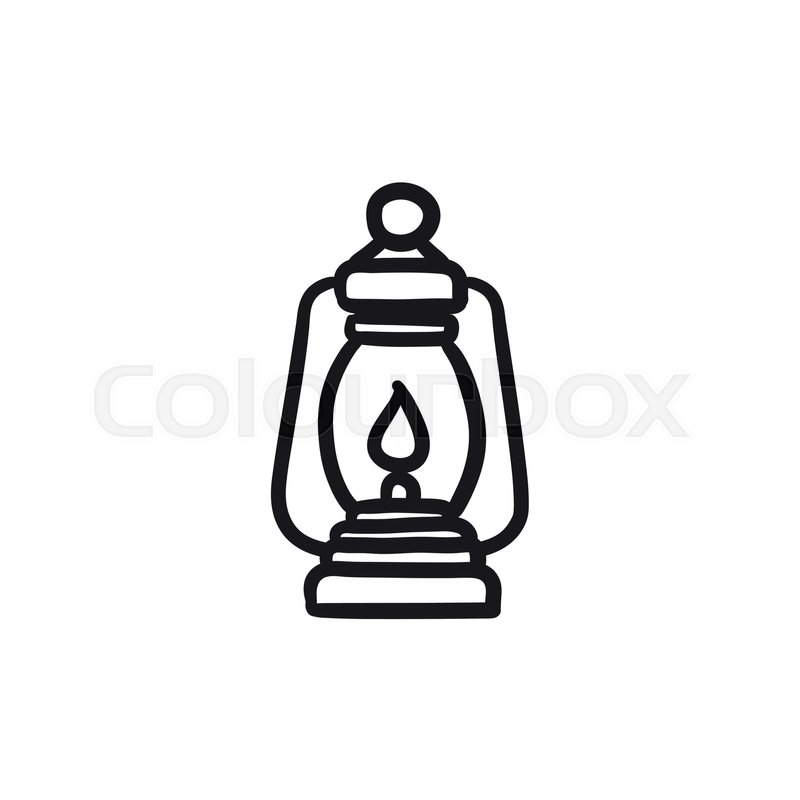 800x800 Camping Lantern Vector Sketch Icon Isolated On Background. Hand