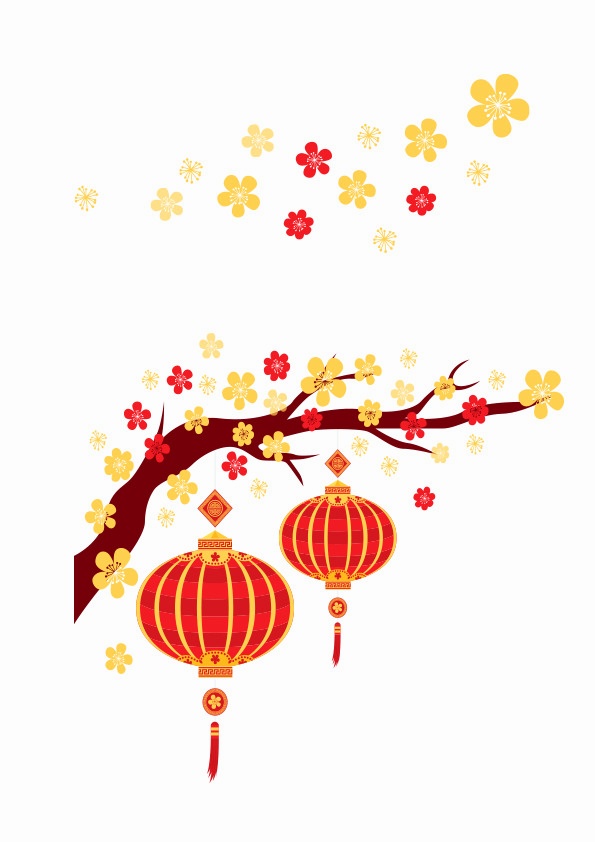 595x842 Lantern Vector Free Download New Spring Festival Peach Blossom Red