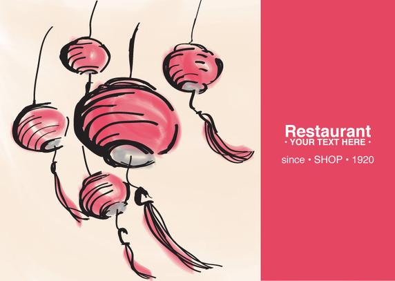572x407 Restaurant Card With Chinese Lantern Vector Free Vector Download