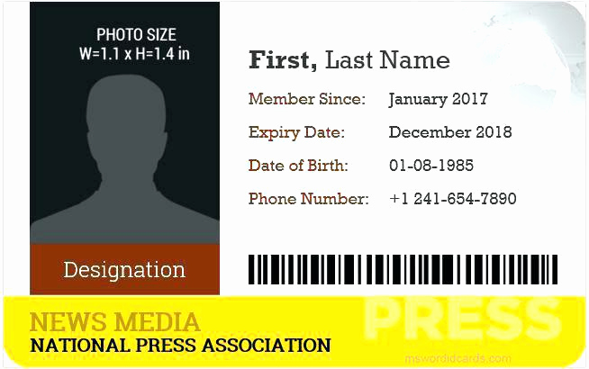 654x410 Journalist Business Card Template Best Of Event Press Id Card Set