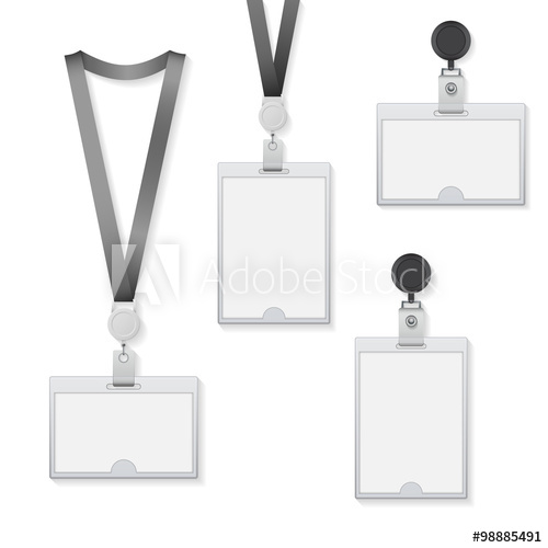 500x500 Identification Card Templates With Lanyard. Vector Illustration