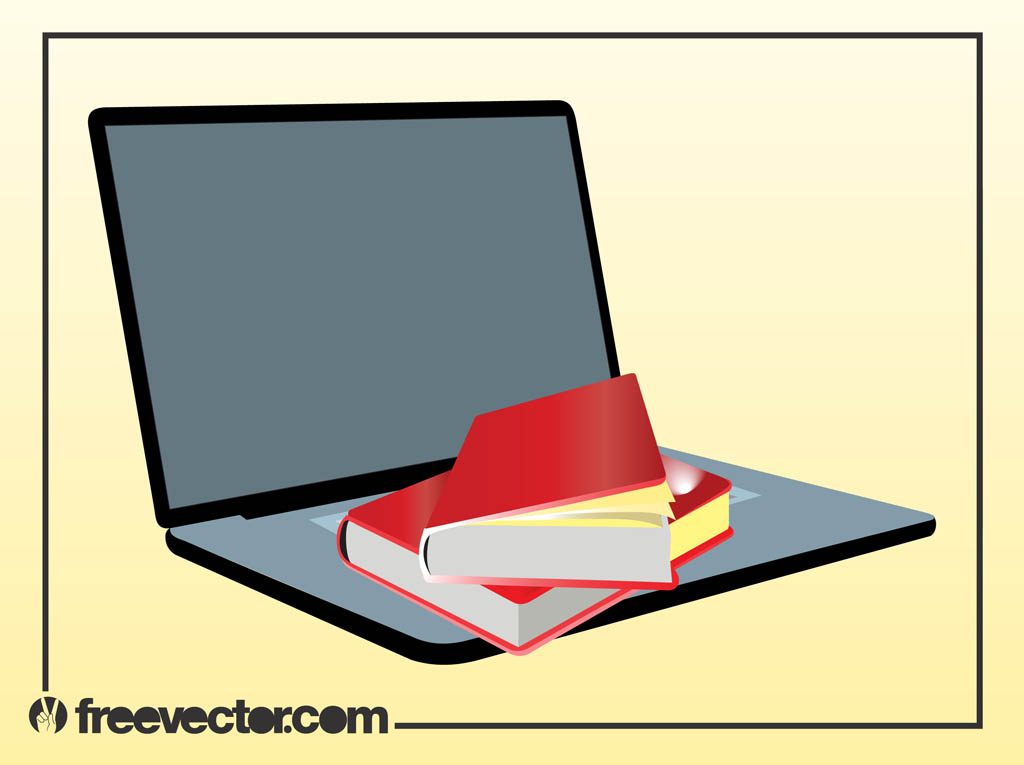 1024x765 Books And Laptop Vector Vector Art Amp Graphics