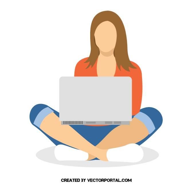 660x660 Woman Working On A Laptop Vector Girls And Women Free Vectors