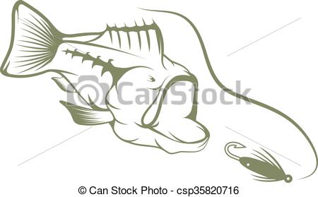 450x279 Largemouth Bass And Lure Vector Design Template.