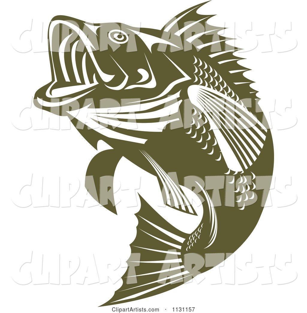 1024x1044 Retro Green Jumping Largemouth Bass Fish Clipart By Patrimonio