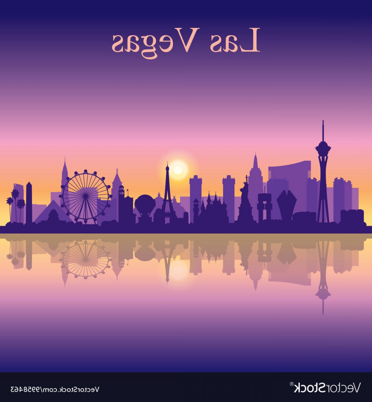 1200x1296 Las Vegas Skyline Silhouette On Sunset Background Vector Sohadacouri