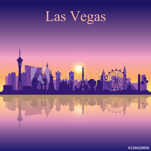 500x500 Las Vegas Skyline Silhouette On Sunset Background