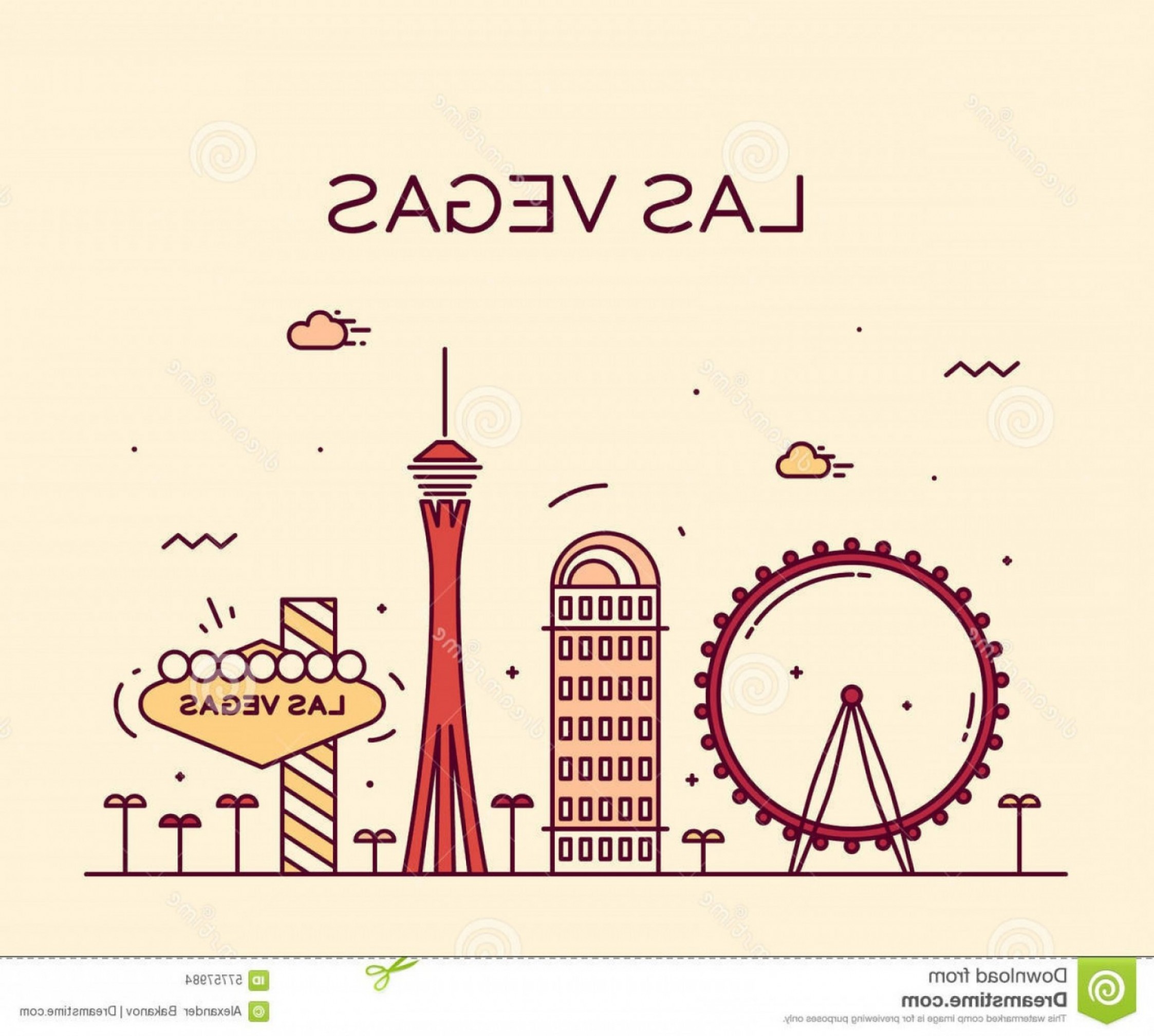 2246x2017 Stock Photo Las Vegas Skyline Vector Illustration Linear Big City