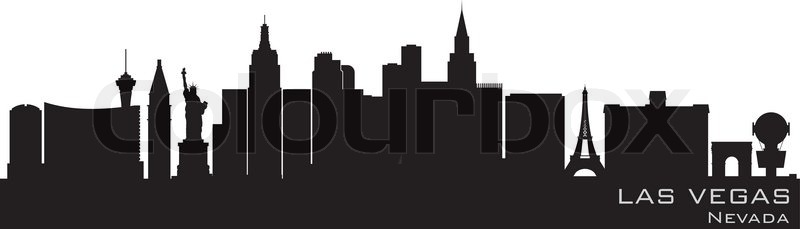800x229 Las Vegas, Nevada Skyline Detailed Vector Silhouette Stock