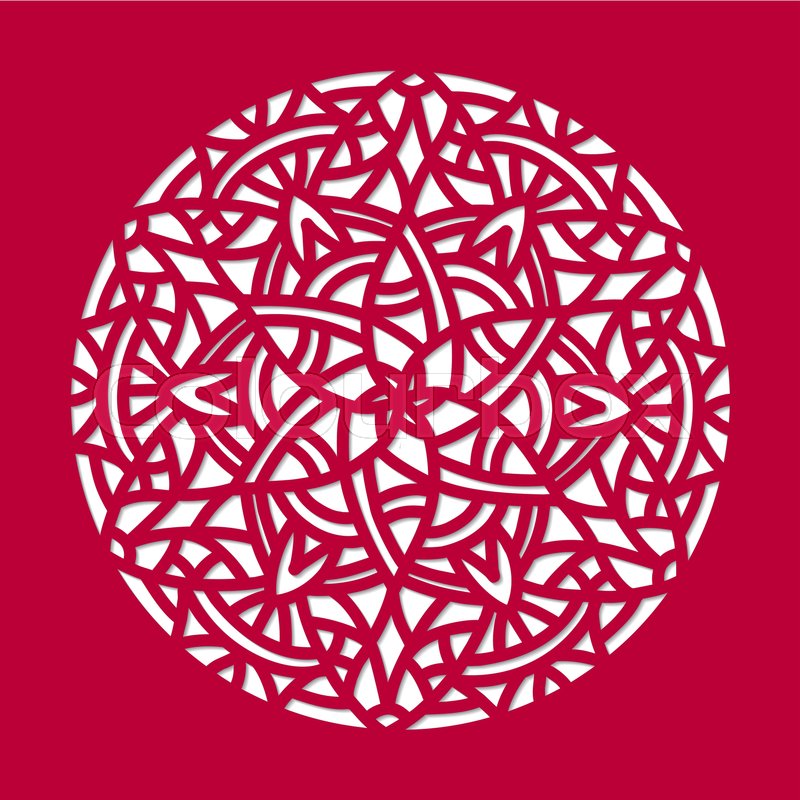 800x800 Laser Cut Vector Mandala Ornament. Cutout Pattern Silhouette With