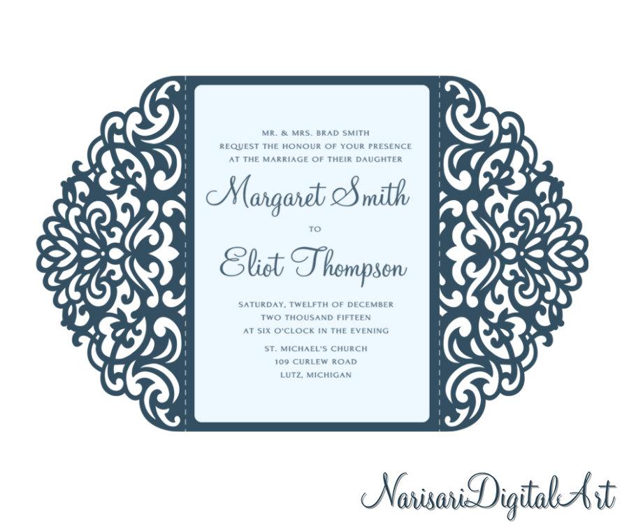 900x746 Ornamental 5x7' Gate Fold Wedding Invitation Card Template