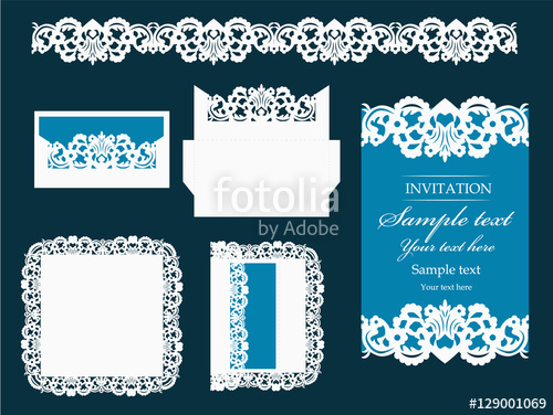 500x376 Set Of Design Elements For Laser Cutting Vector. Wedding