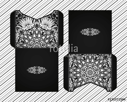 500x400 Vector Wedding Invitation With Laser Cut Pattern And Ornament Of