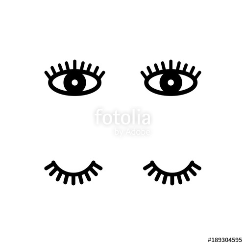 500x500 Eyelashes. Open And Close Eyes. Cute Lashes. Vector Illustration
