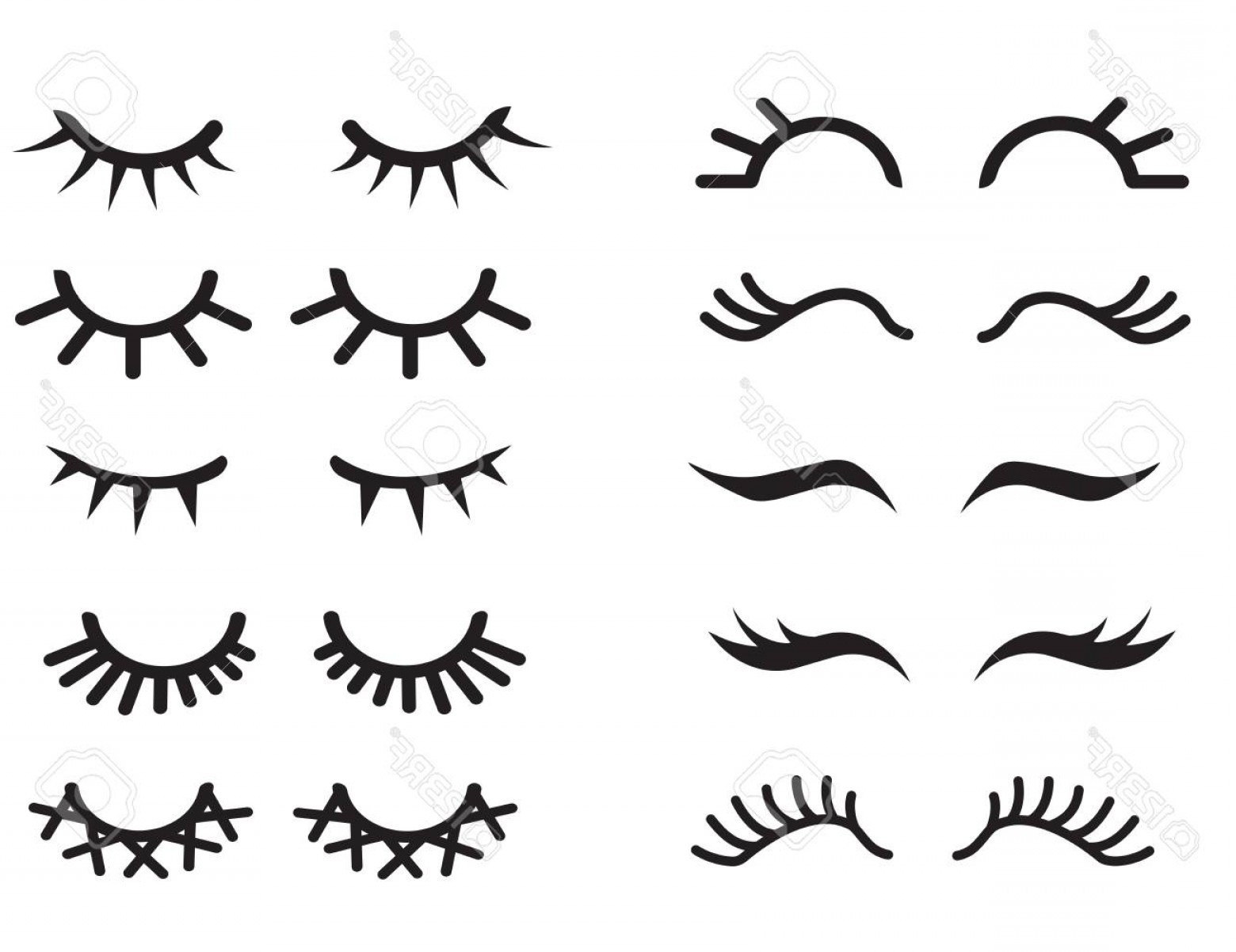 1560x1202 Photostock Vector Vector Cartoon Eyelashes Set Long Fake Eyelashes
