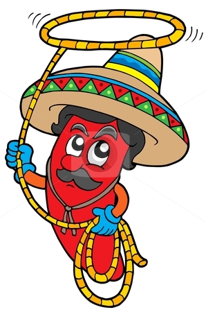 298x450 Cartoon Mexican Chilli With Lasso Stock Vector
