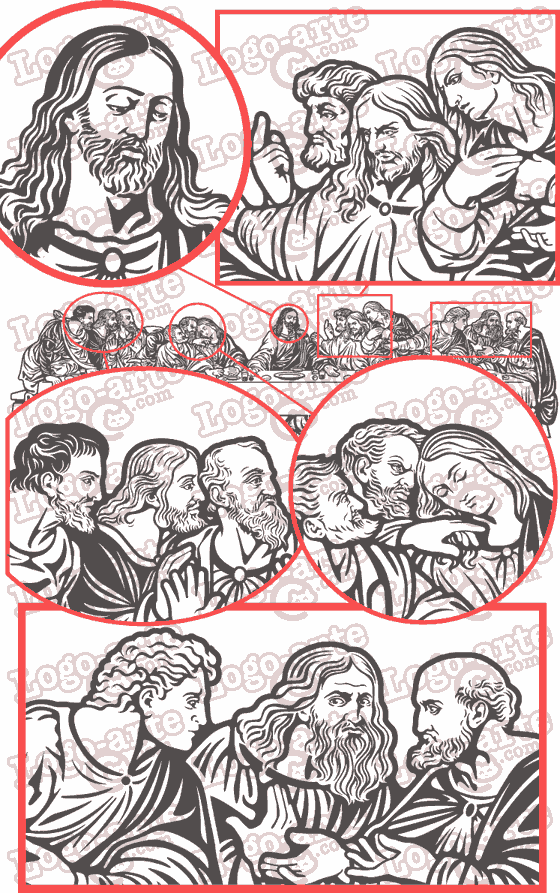 560x893 Vector Image Of The Last Supper For Cutting Plotter And Engraving