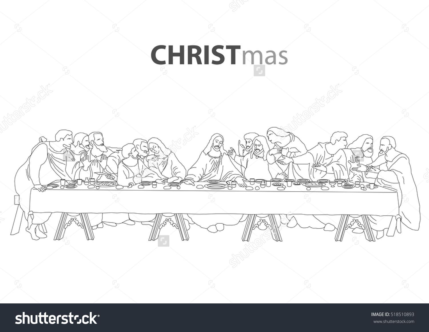 1500x1161 Jesus Christ With The Last Supper Sketch Drawing Outline Vector