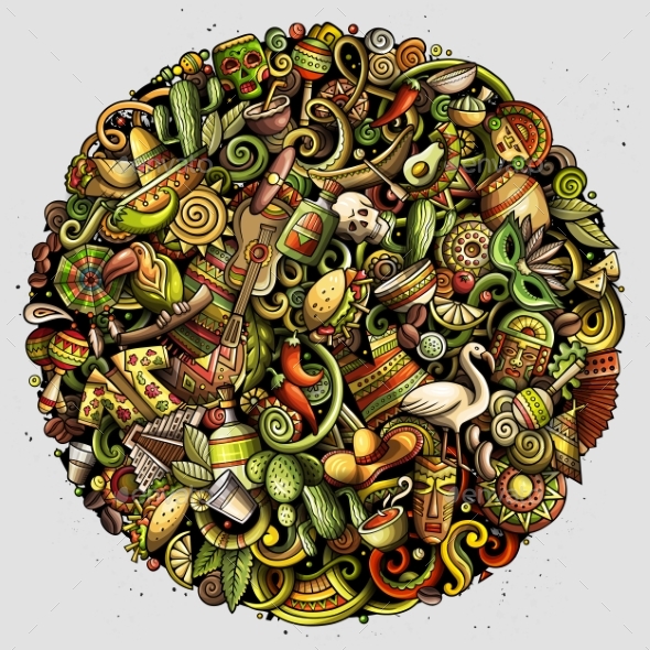 590x590 Cartoon Vector Doodles Latin America Illustration By Balabolka