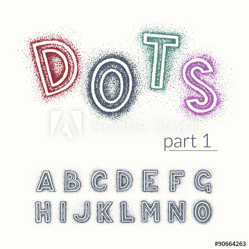 500x500 Hand Drawn By Dotted Hatching Latin Vector Font