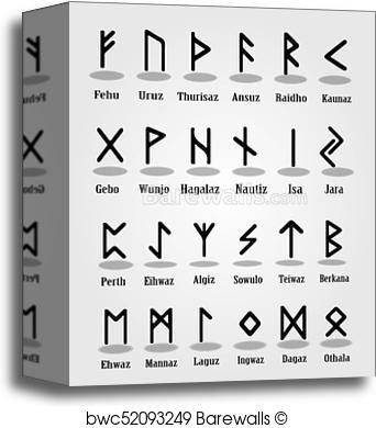 342x390 Canvas Print Of Ancient Rune Alphabet With Names Of Runes And