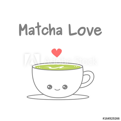 500x500 Cute Cartoon Cup Of Matcha Latte Vector Illustration Isolated On