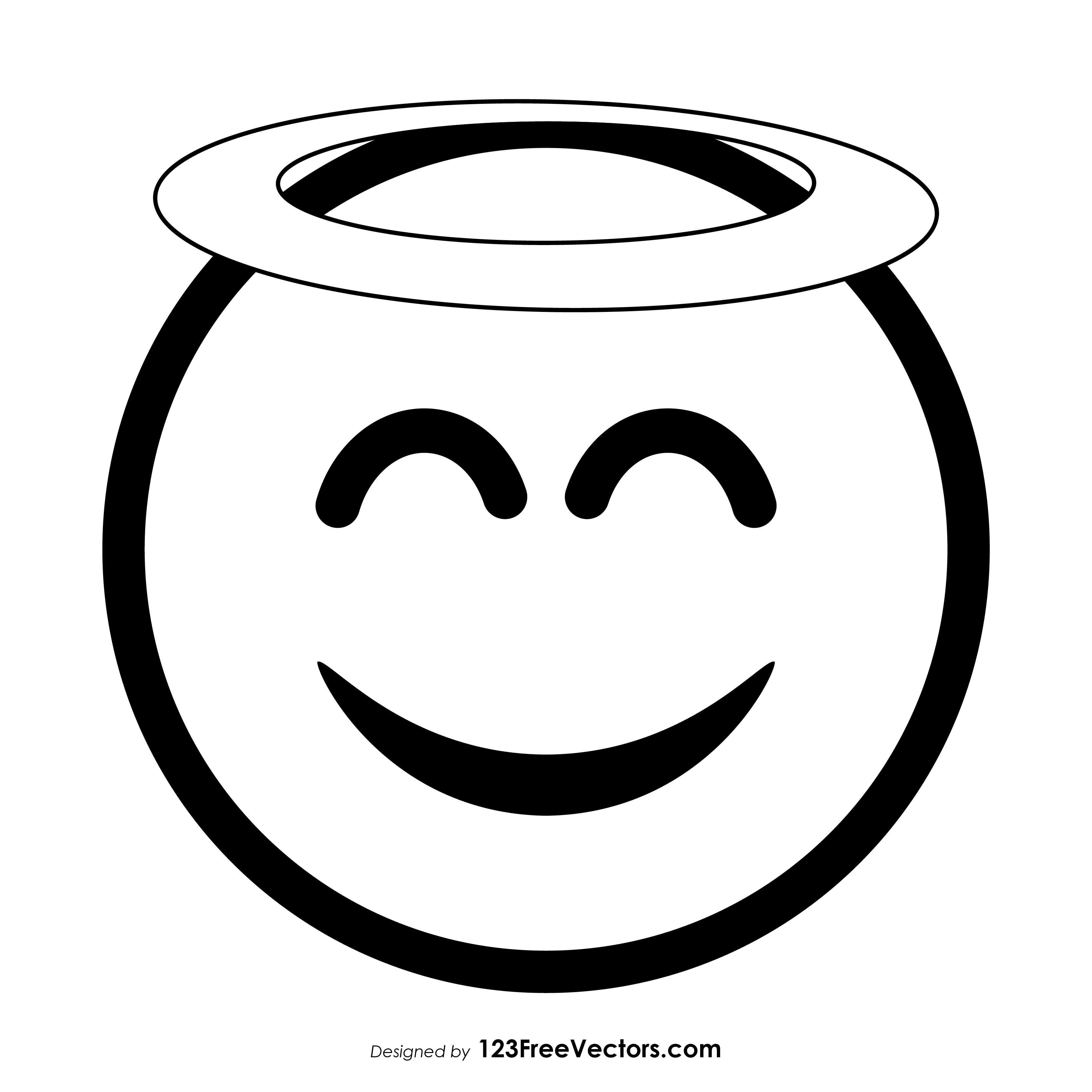 3333x3333 Laughing Emoji Black And White Fresh Smiling Face With Halo Emoji