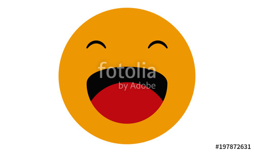 500x300 Emoji Face With Closed Eyes And Laughing Open Mouth. Emoji Vector