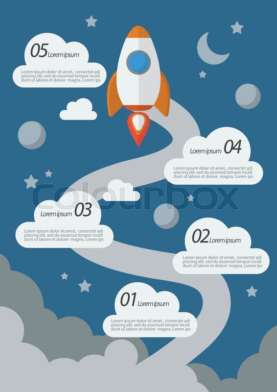 566x800 Rocket Launch Infographic. Project Start Up New Business. Stock