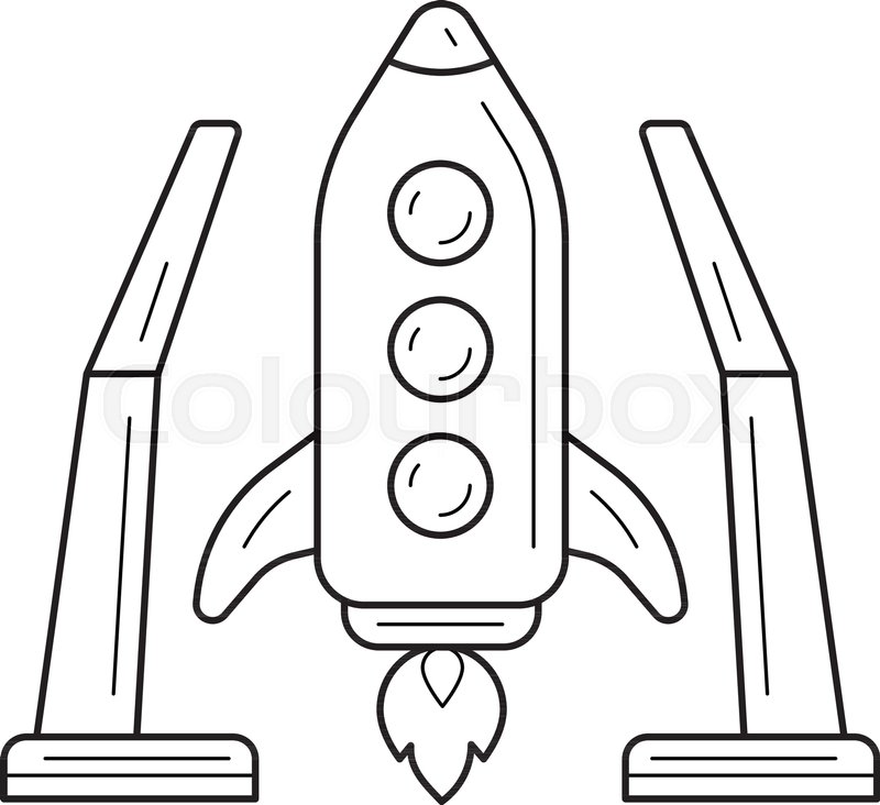 800x732 Space Shuttle Launch Vector Line Icon Isolated On White Background