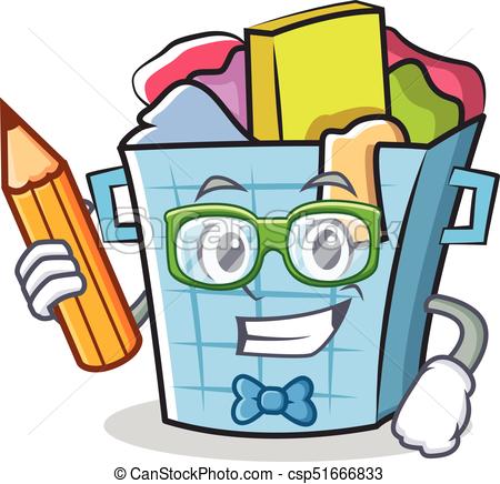 450x436 Student Laundry Basket Character Cartoon Vector Illustration.
