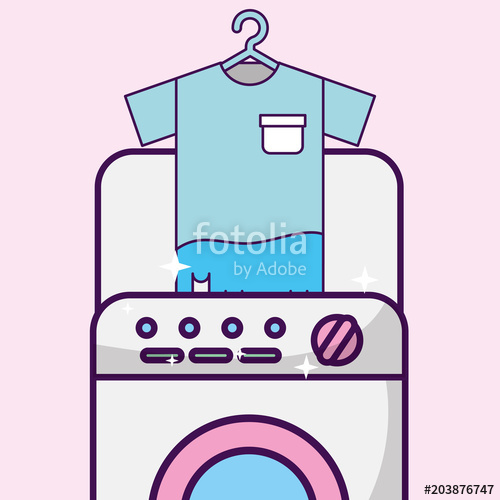 500x500 Laundry Cleaning T Shirt In Washing Machine Vector Illustration