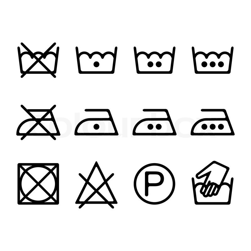 800x800 Set Of Instruction Laundry Icons, Washing Symbols Stock Vector