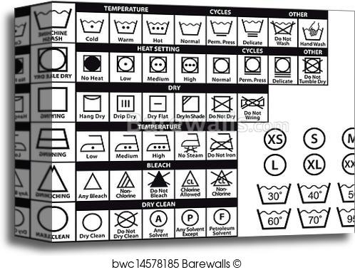 498x379 Canvas Print Of Textile Care Symbols, Vector Set Barewalls