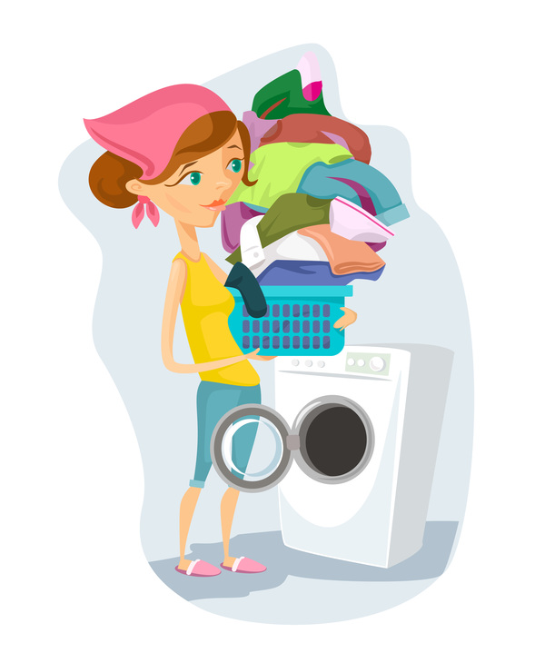 600x730 Housewife With Laundry Vector Material Free Download
