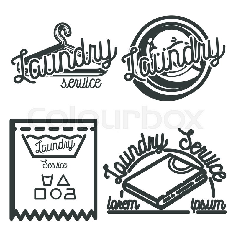 800x800 Vector Set Of Laundry Logos, Emblems And Design Elements. Logotype