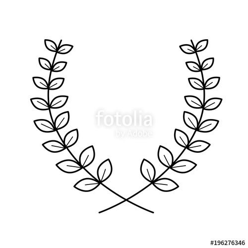 500x500 Laurel Wreath Vector Line Icon Isolated On White Background