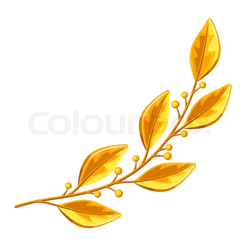 800x800 Realistic Gold Laurel Branch. Decorative Element For Design