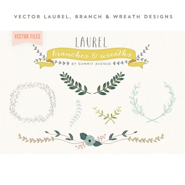 600x600 Vector Laurel, Branch Amp Wreath Designs