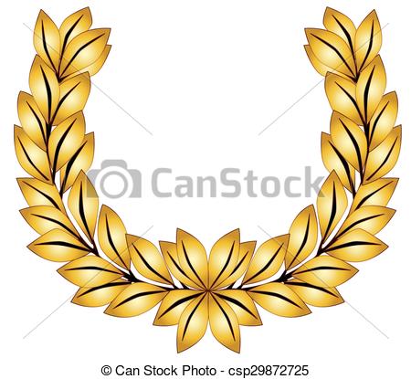 450x415 Golden Laurel Crown. A Crown Of Golden Olive Leaves On A White