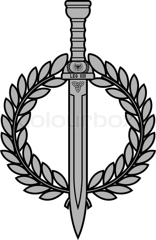 521x800 Roman Sword With Laurel Wreath. Vector Illustration Stock Vector