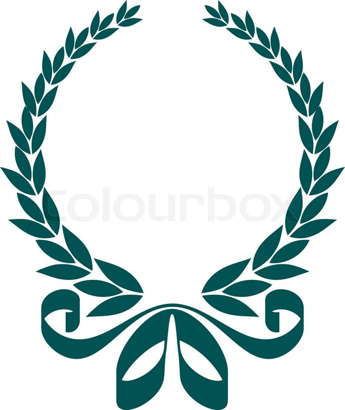 674x800 Blue Silhouette Of A Circular Foliate Laurel Wreath With A