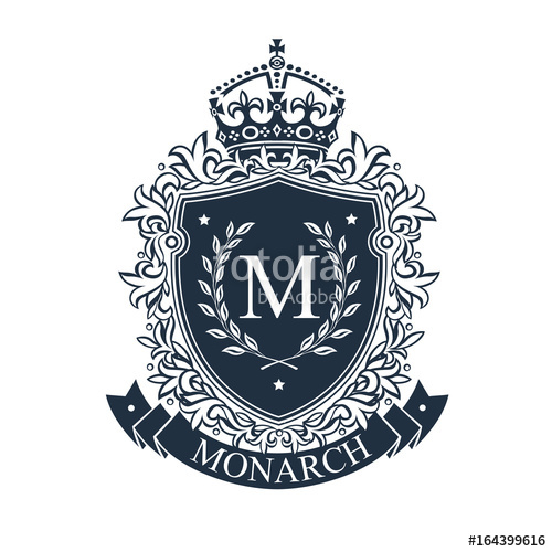 500x500 Coat Of Arms. Heraldic Royal Emblem Shield With Crown And Laurel