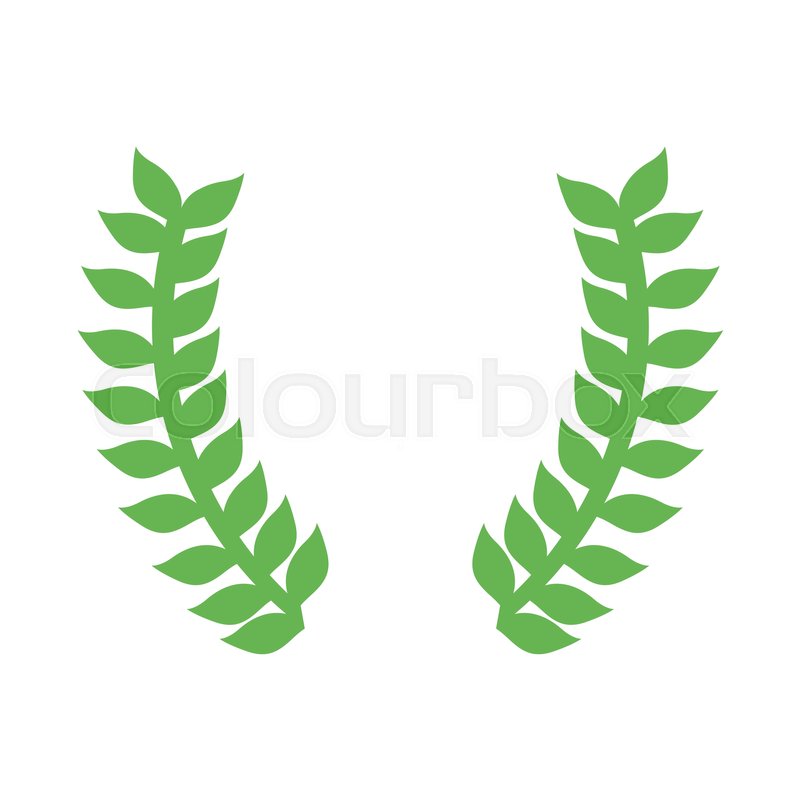 800x800 Green Laurel Leaves Wreath Icon Over White Background. Vector