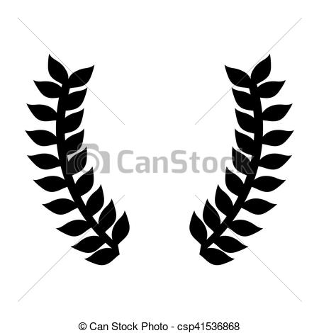 450x470 Laurel Wreath Icon. Silhouette Of Laurel Leaves Wreath Icon Over