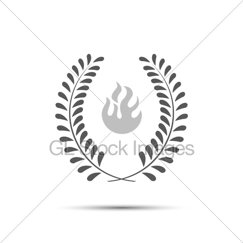 500x500 Simple Laurel Wreath Icon, Twig With Leaves, Vector Illus... Gl