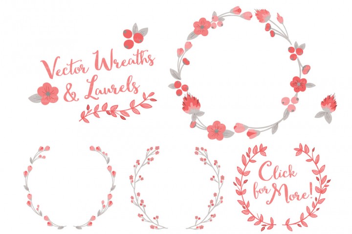 720x479 Floral Wreath Amp Laurel Vectors In Coral By Amanda Ilkov