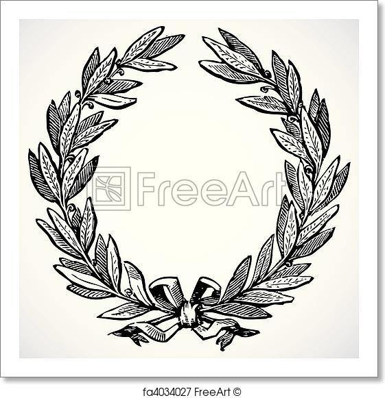 561x581 Free Art Print Of Vector Olive Wreath. Illustrated Laurel Wreath